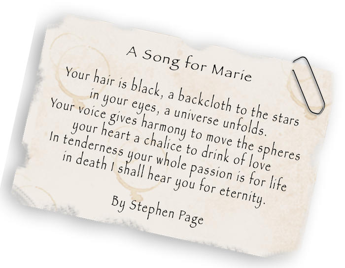 A Song for Marie, a poem by Stephen Page